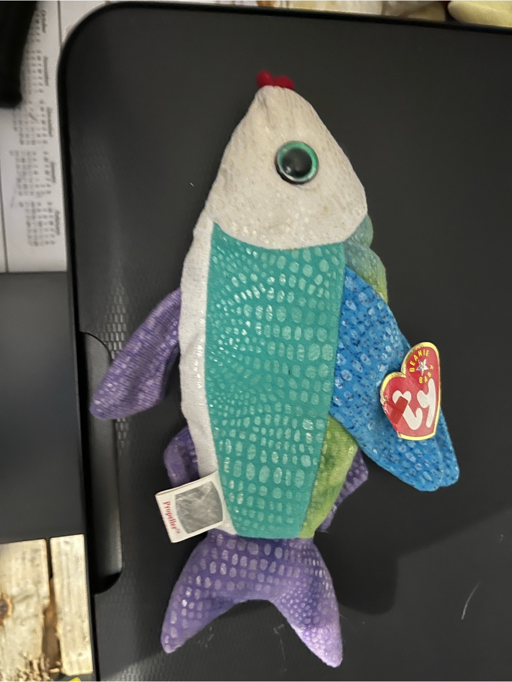 Ty Multicolor Fish Plush - Blue Green Purple